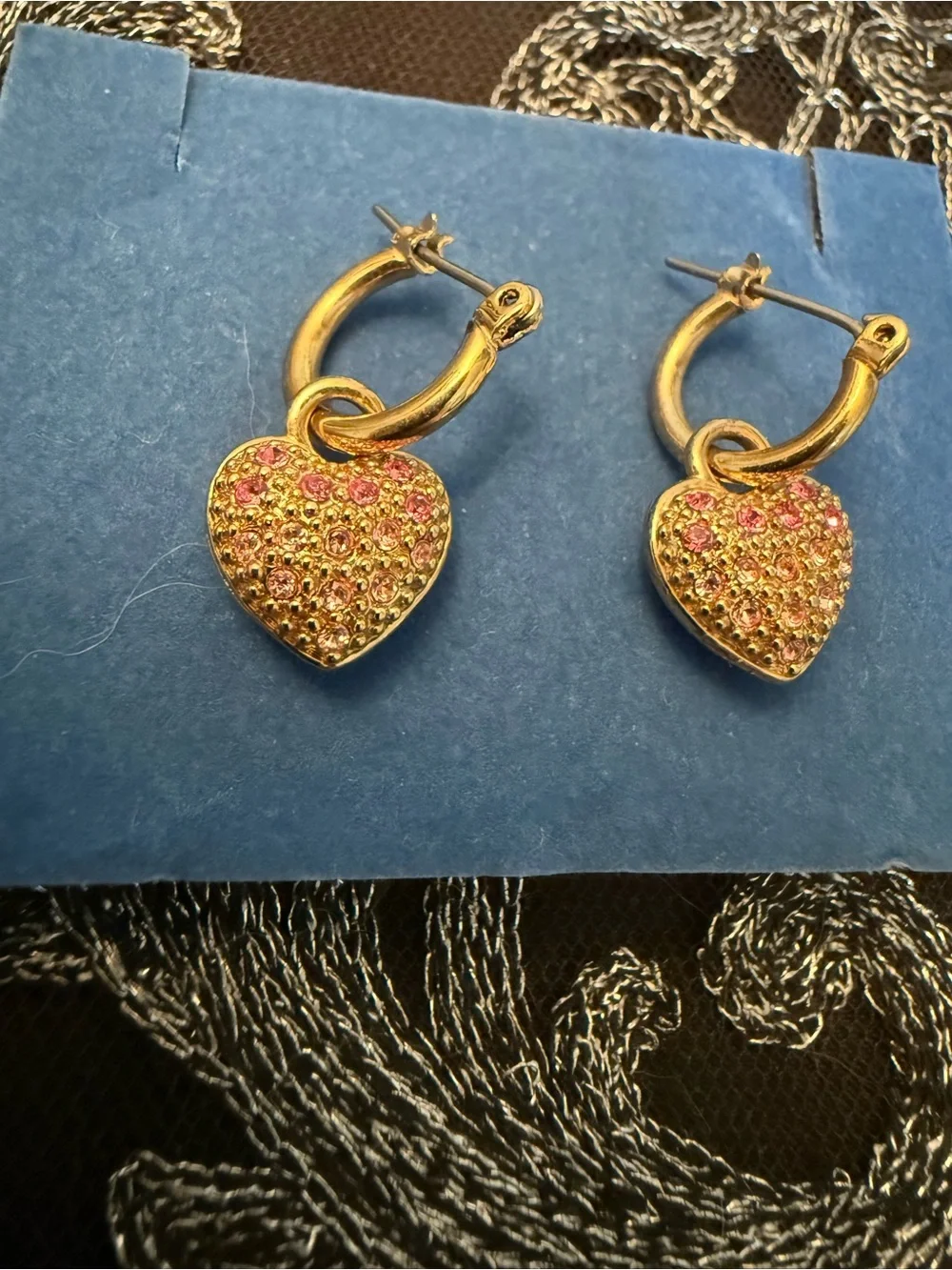 Vintage Avon Pave Ombré Heart Earrings